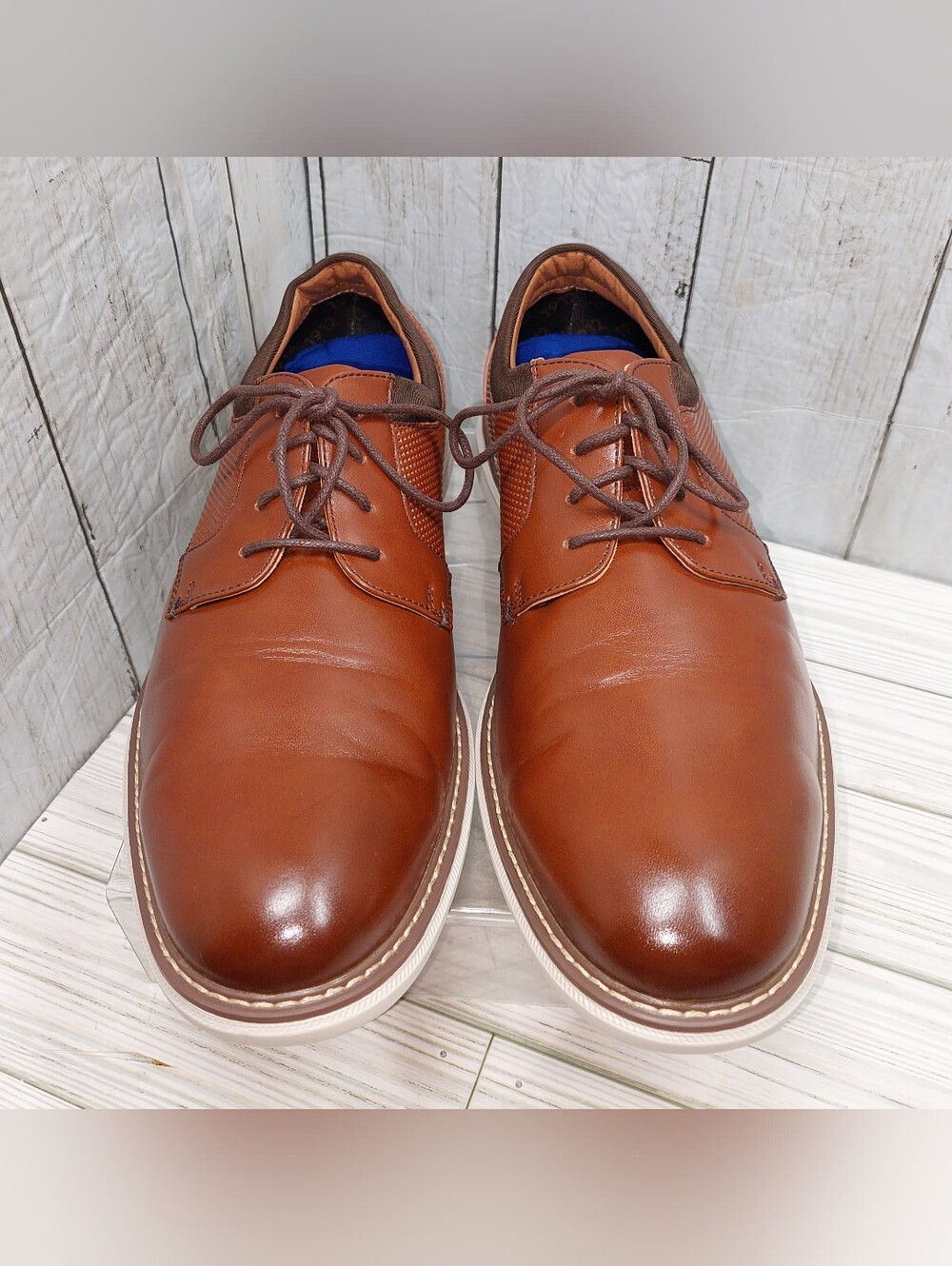 Nunn Bush+Bloom Men 10.5M Brown Vgn Lthr Lace-Up Oxford Plain-Toe Business Shoes